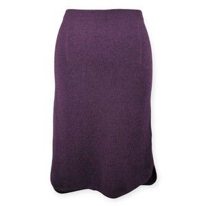 Eileen Fisher Skirt Plum Purple Italian Merino Wool Shirttail Hem Stretch XS